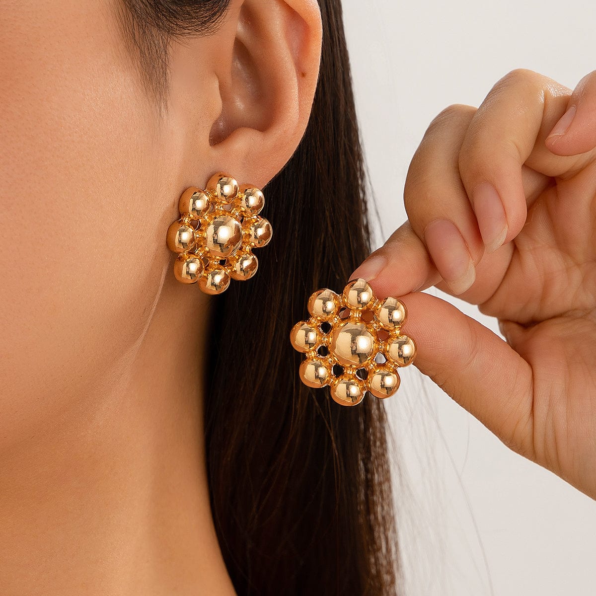 Abstract Chunky Flower Stud Earrings