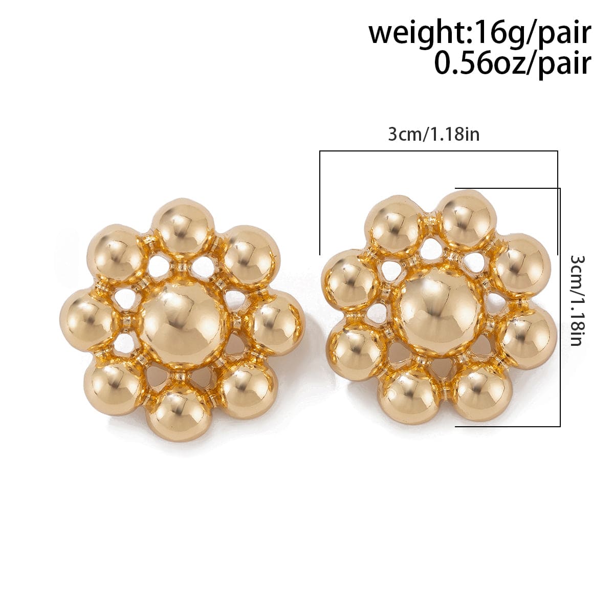 Abstract Chunky Flower Stud Earrings