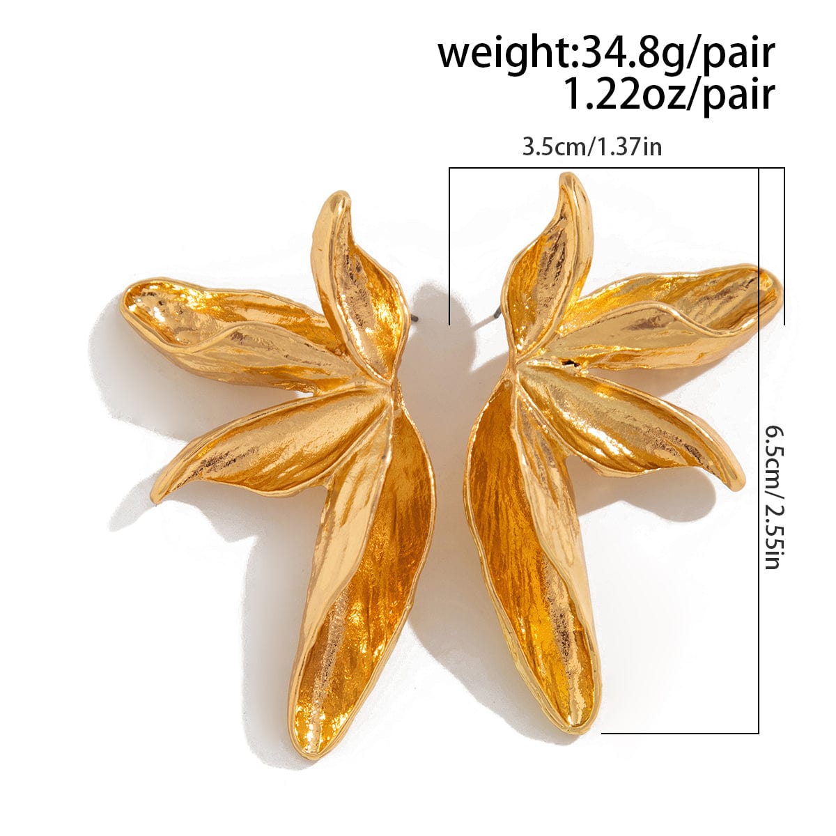 Abstract Chunky Folding Flower Stud Earrings