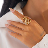 Thumbnail for Abstract Chunky Gold Silver Plated Cage Ring - ArtGalleryZen