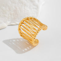 Thumbnail for Abstract Chunky Gold Silver Plated Cage Ring - ArtGalleryZen