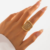 Thumbnail for Abstract Chunky Gold Silver Plated Cage Ring - ArtGalleryZen