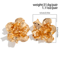 Thumbnail for Abstract Chunky Gold Silver Tone Pleated Flower Earrings