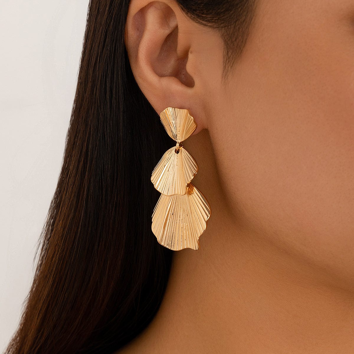 Abstract Chunky Lotus Leaf Dangle Earrings