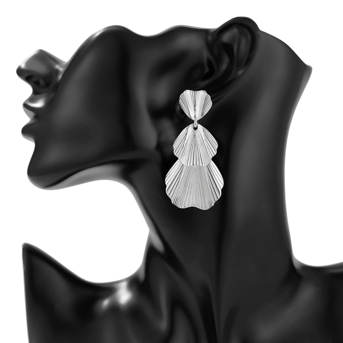 Abstract Chunky Lotus Leaf Dangle Earrings