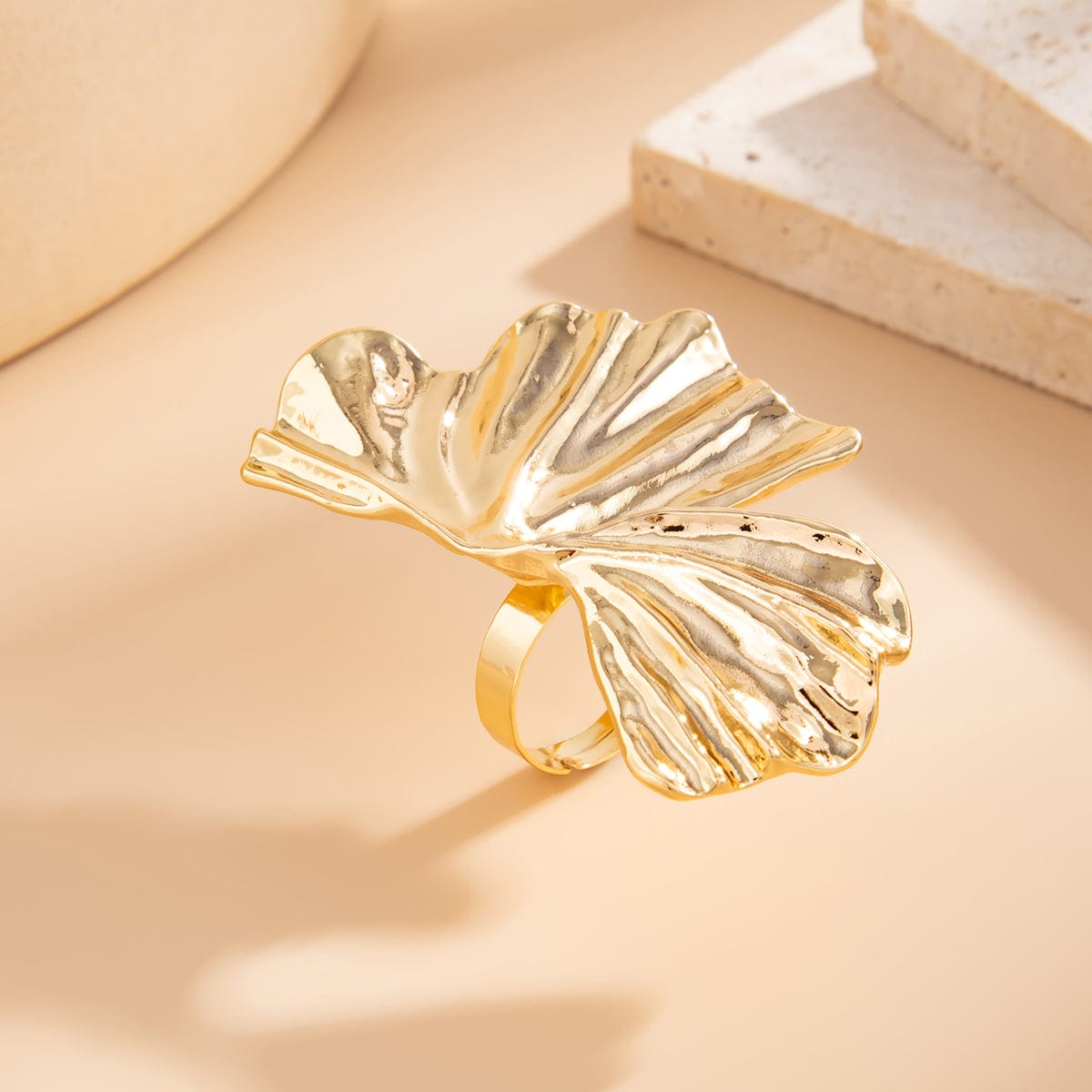 Abstract Chunky Lotus Leaf Ring - ArtGalleryZen