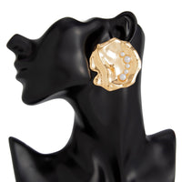 Thumbnail for Abstract Chunky Pearl Inlaid Shell Earrings - ArtGalleryZen