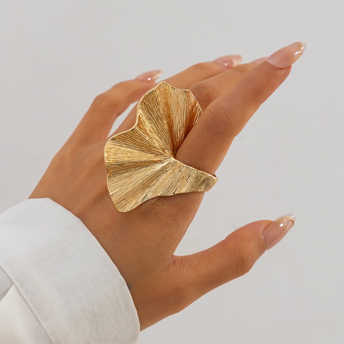 Abstract Chunky Textured Lotus Leaf Ring