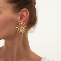 Thumbnail for Abstract Gold Silver Plated Firework Earrings - ArtGalleryZen
