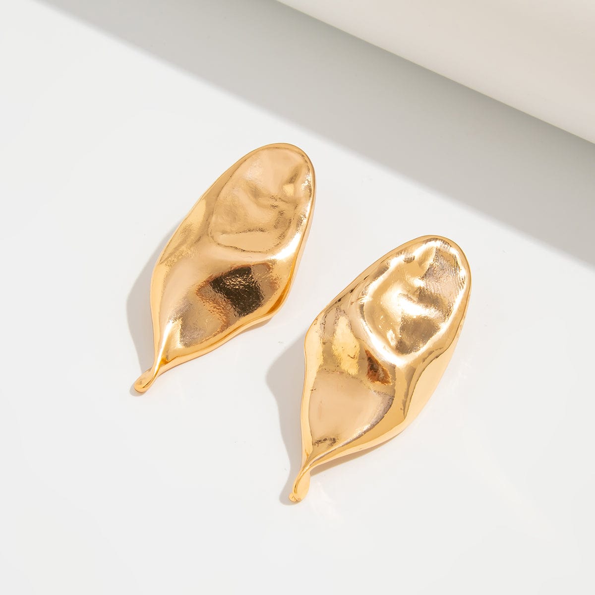 Abstract Gold Silver Plated Glossy Waterdrop Stud Earrings - ArtGalleryZen