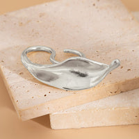 Thumbnail for Abstract Gold Silver Plated Leaf Double Finger Ring