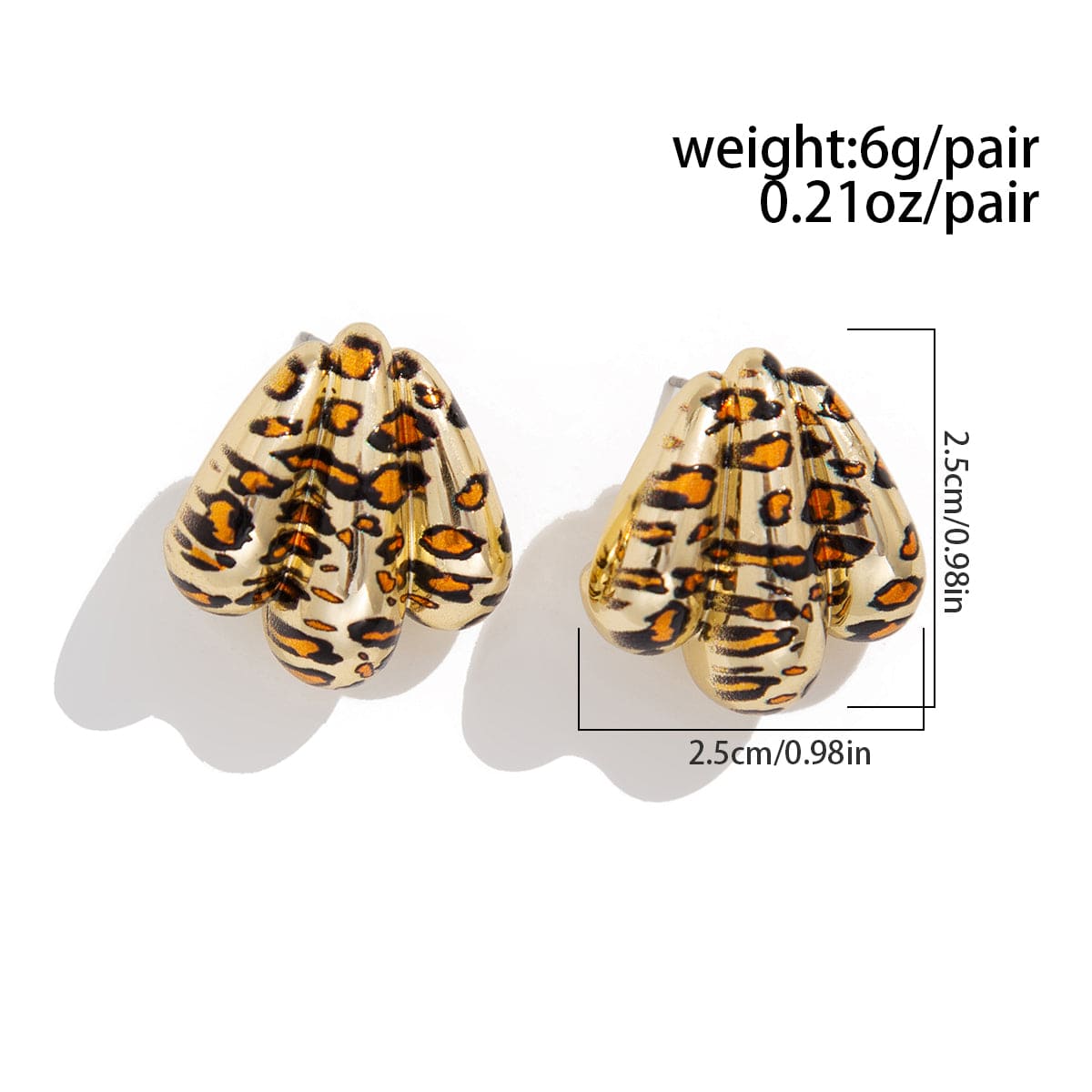 Abstract Gold Silver Plated Leopard Shell Shaped Earrings