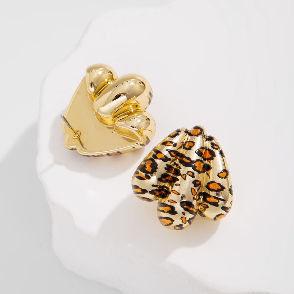 Abstract Gold Silver Plated Leopard Shell Shaped Earrings