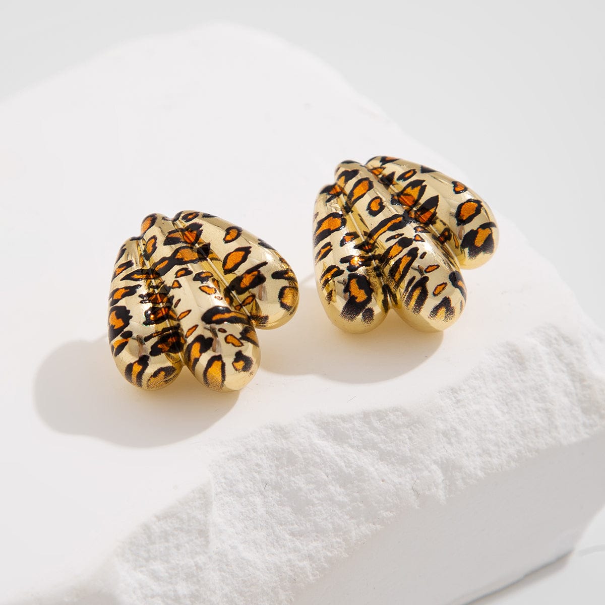 Abstract Gold Silver Plated Leopard Shell Shaped Earrings