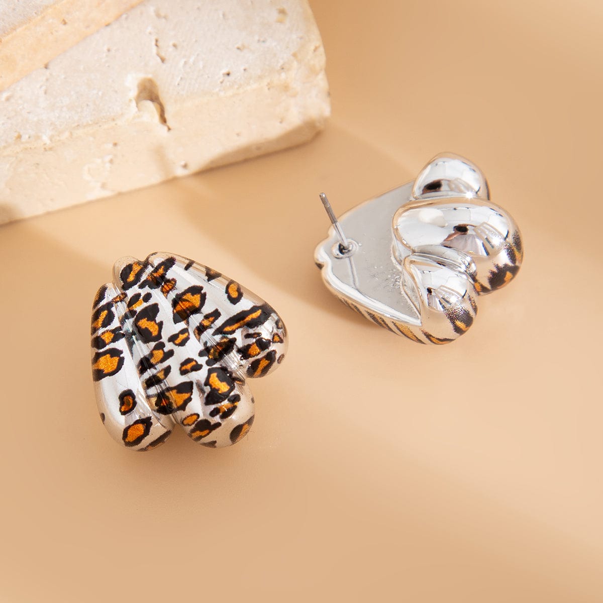 Abstract Gold Silver Plated Leopard Shell Shaped Earrings