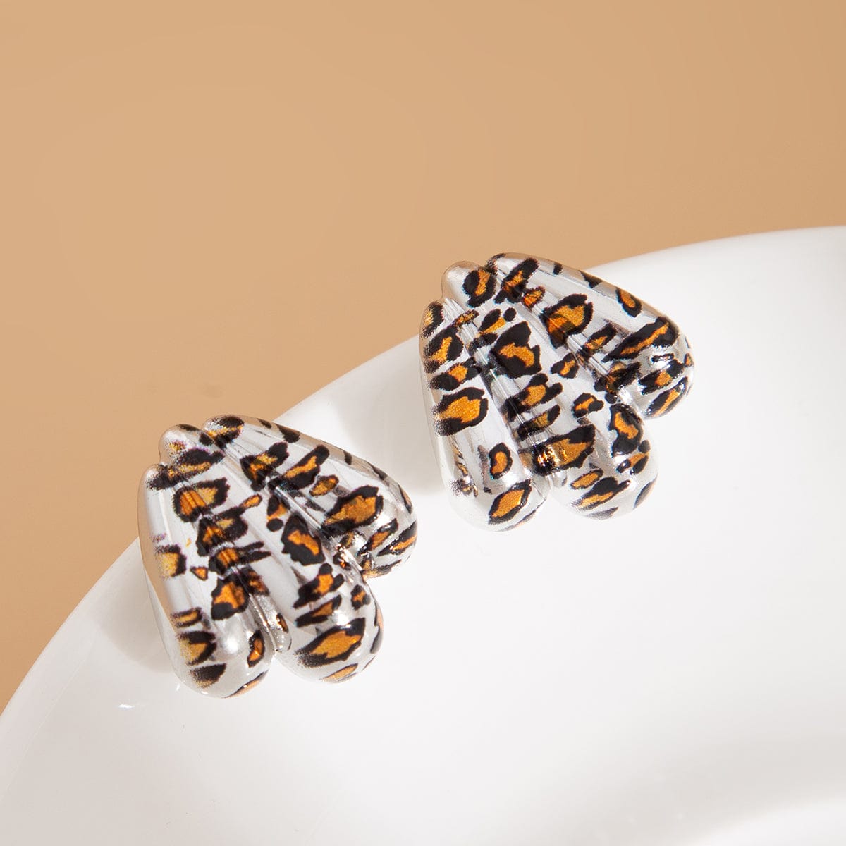 Abstract Gold Silver Plated Leopard Shell Shaped Earrings