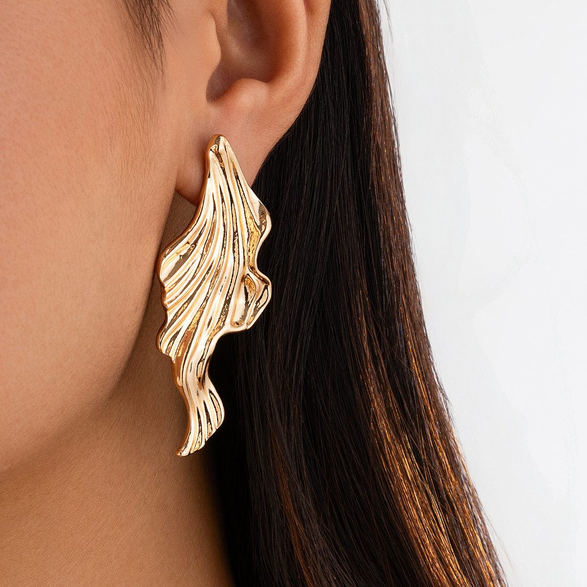 Abstract Gold Silver Plated Mermaid Tail Stud Earrings