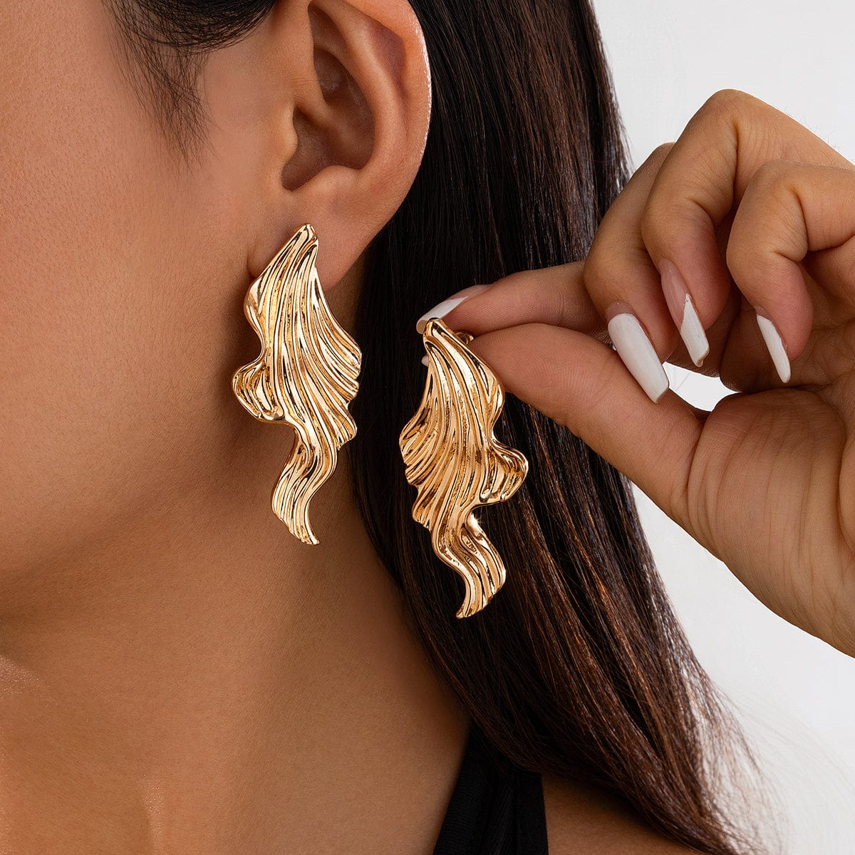 Abstract Gold Silver Plated Mermaid Tail Stud Earrings