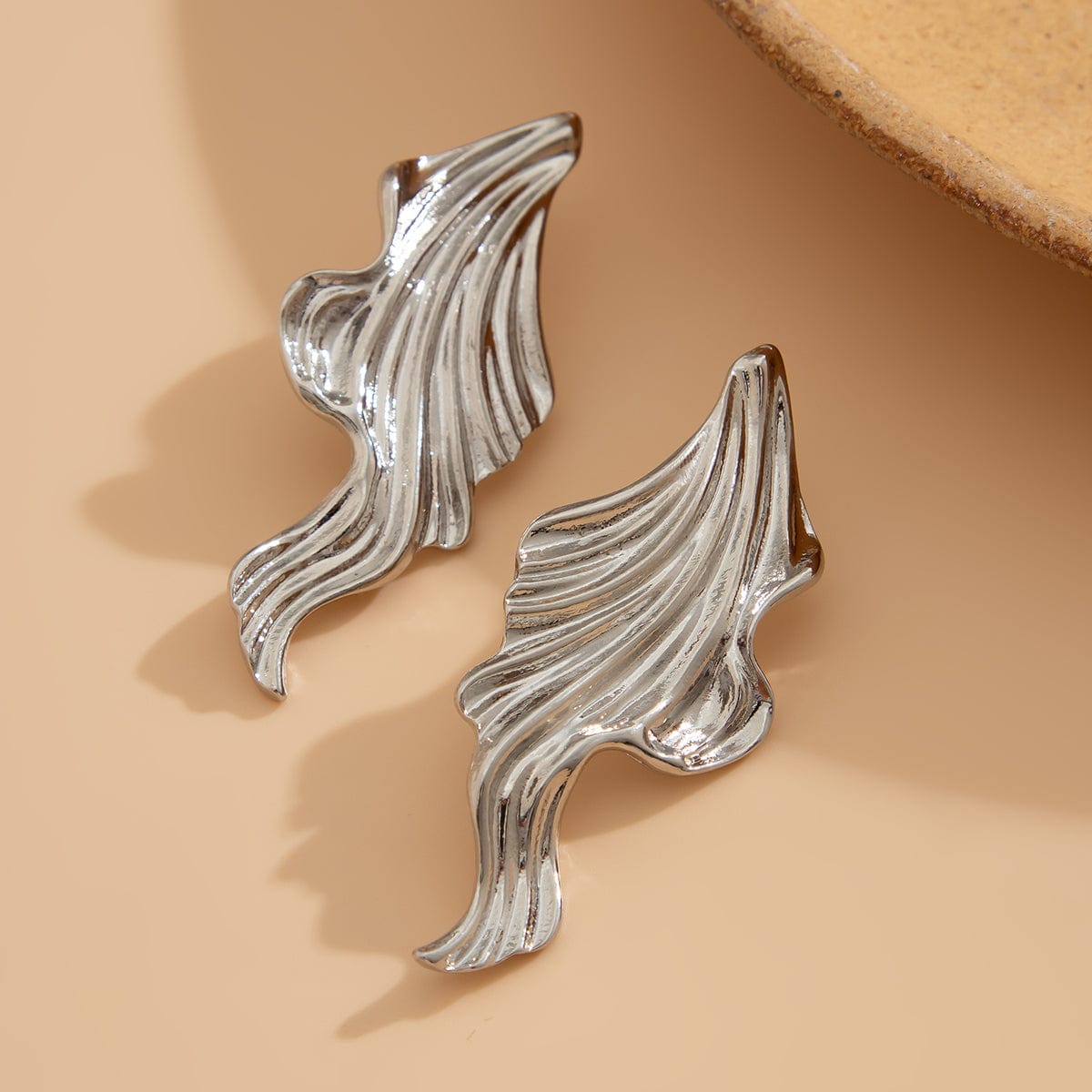 Abstract Gold Silver Plated Mermaid Tail Stud Earrings