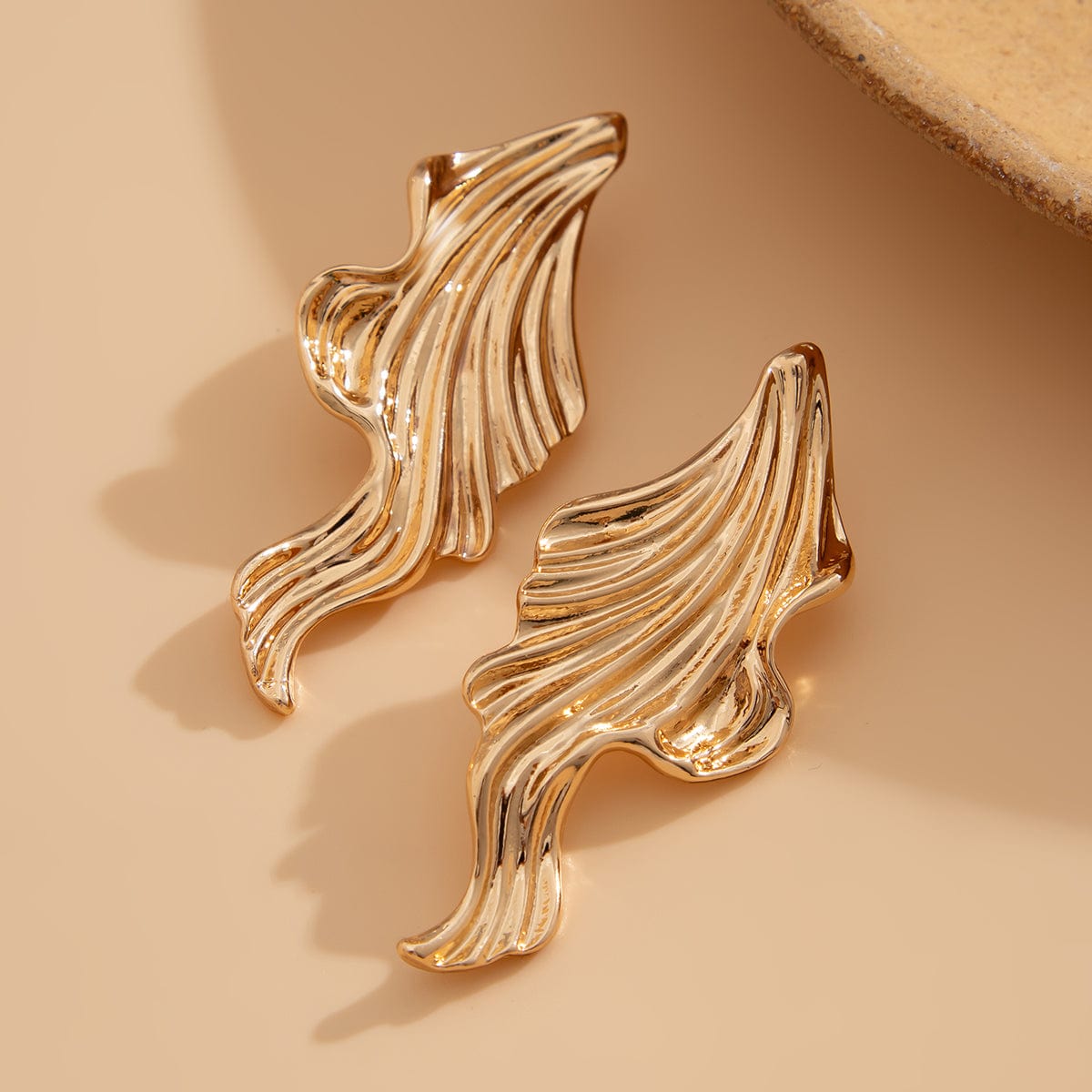 Abstract Gold Silver Plated Mermaid Tail Stud Earrings