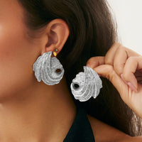 Thumbnail for Abstract Gold Silver Plated Wing Shaped Stud Earrings - ArtGalleryZen