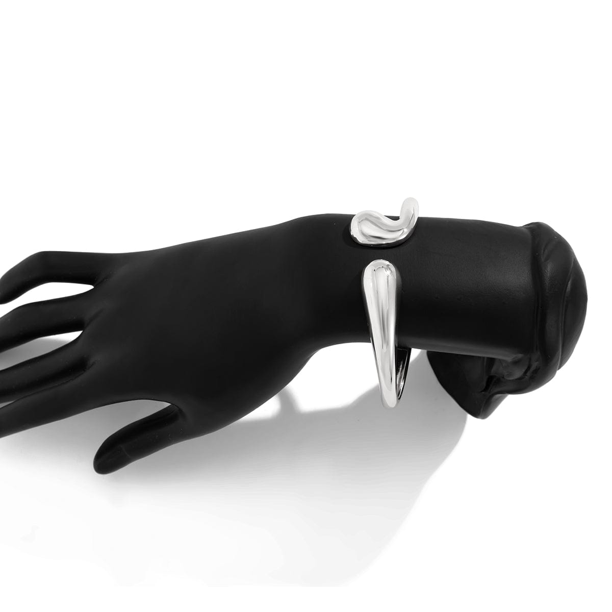 Abstract Gold Silver Tone Asymmetric Waterdrop Bangle Bracelet - ArtGalleryZen