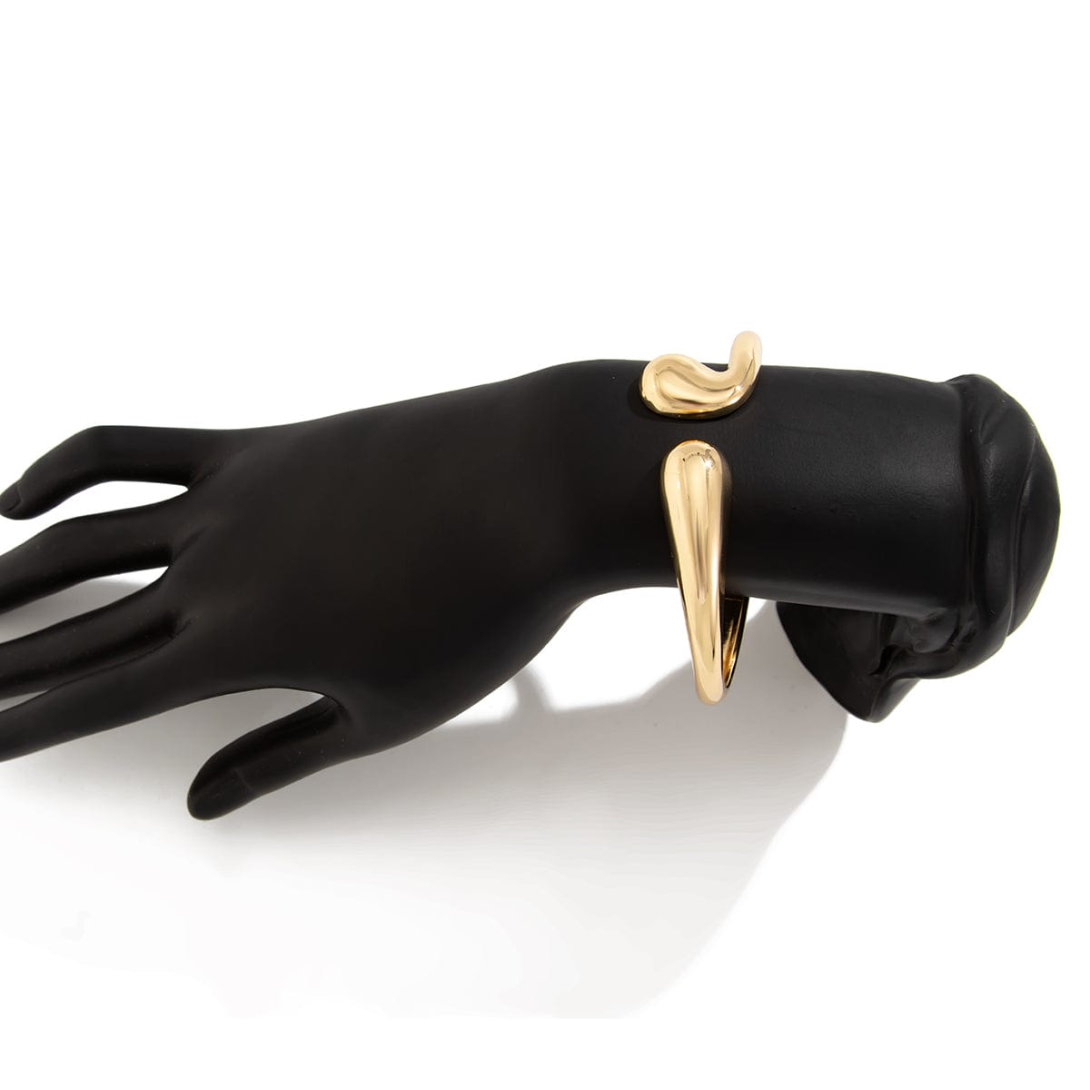 Abstract Gold Silver Tone Asymmetric Waterdrop Bangle Bracelet - ArtGalleryZen