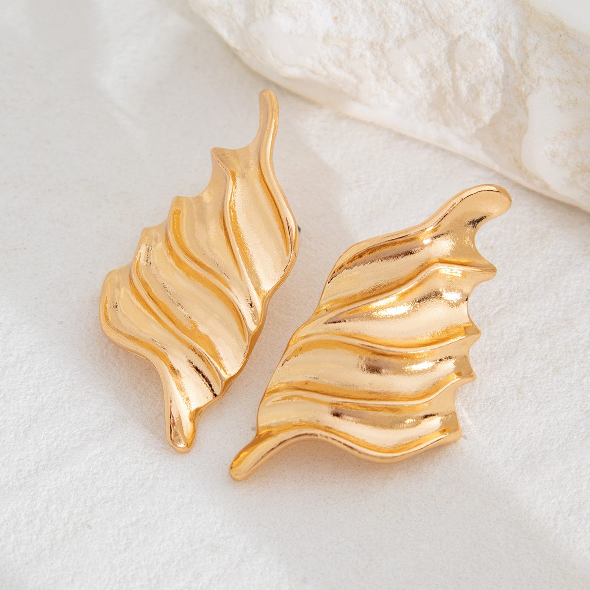 Abstract Gold Silver Tone Chunky Wing Shaped Earrings