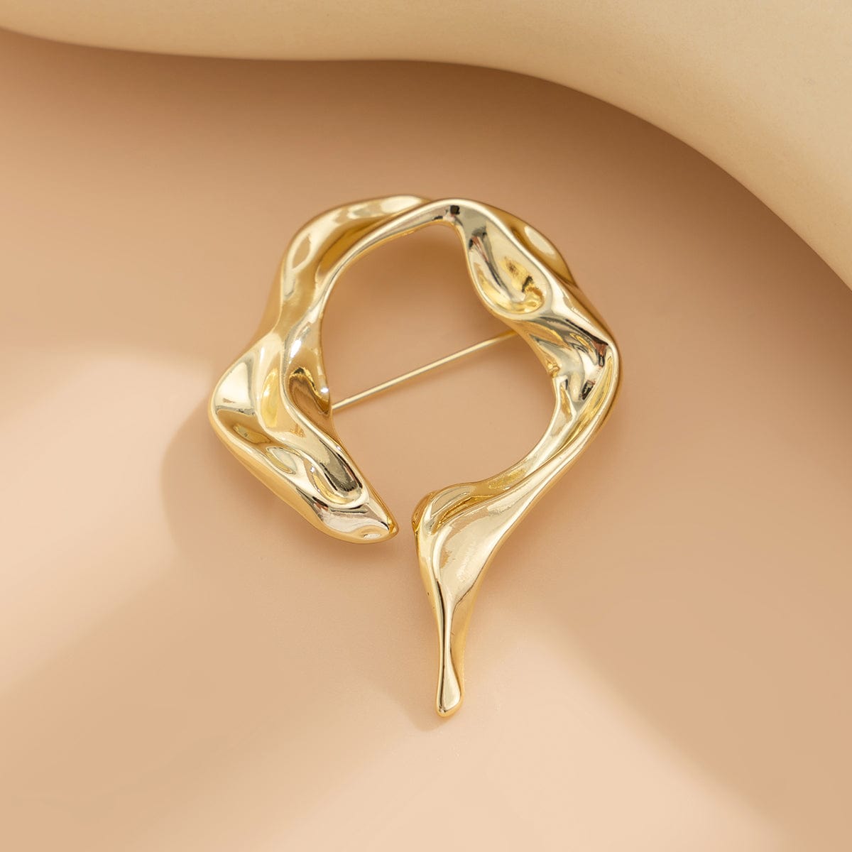 Abstract Gold Silver Tone Flow Water Pin Brooch - ArtGalleryZen