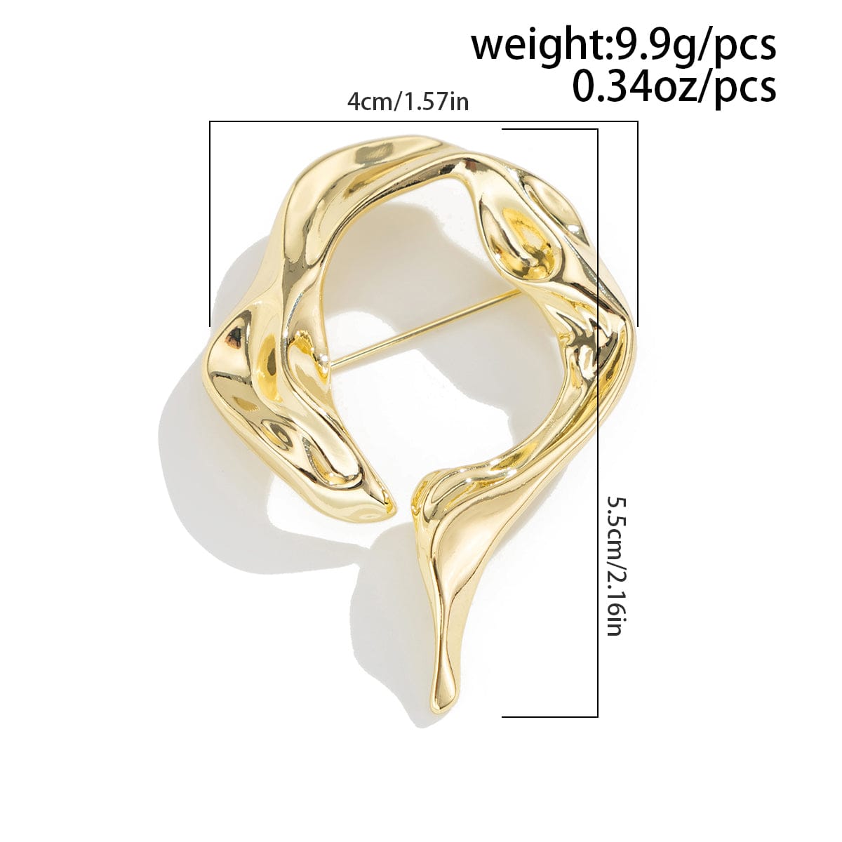 Abstract Gold Silver Tone Flow Water Pin Brooch - ArtGalleryZen