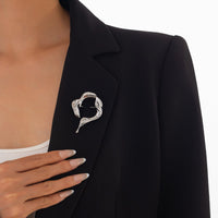 Thumbnail for Abstract Gold Silver Tone Flow Water Pin Brooch - ArtGalleryZen