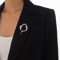 Thumbnail for Abstract Gold Silver Tone Flow Water Pin Brooch - ArtGalleryZen