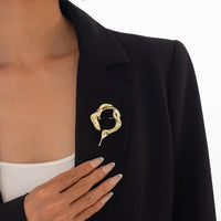 Thumbnail for Abstract Gold Silver Tone Flow Water Pin Brooch - ArtGalleryZen