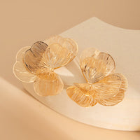 Thumbnail for Abstract Gold Silver Tone Hollow Ginkgo Leaf Earrings