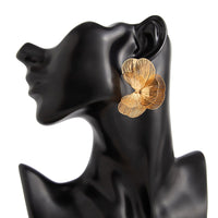 Thumbnail for Abstract Gold Silver Tone Hollow Ginkgo Leaf Earrings