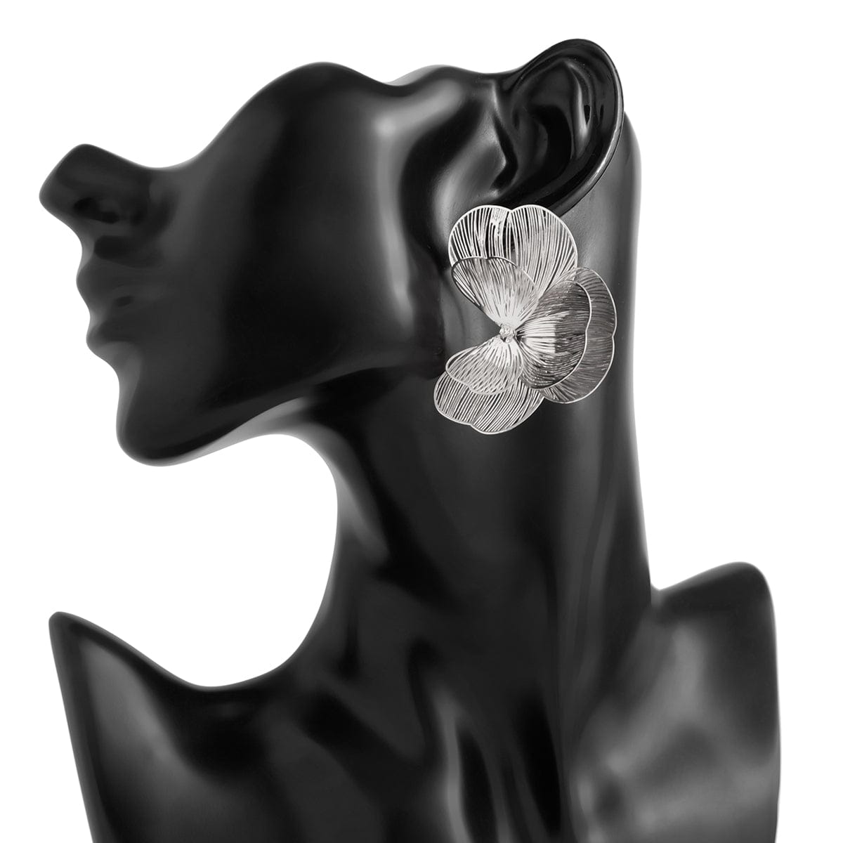 Abstract Gold Silver Tone Hollow Ginkgo Leaf Earrings