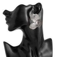 Thumbnail for Abstract Gold Silver Tone Hollow Ginkgo Leaf Earrings