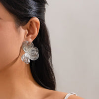 Thumbnail for Abstract Gold Silver Tone Hollow Ginkgo Leaf Earrings