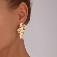 Thumbnail for Abstract Irregular Gold Silver Tone Petal Stud Earrings - ArtGalleryZen