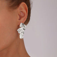 Thumbnail for Abstract Irregular Gold Silver Tone Petal Stud Earrings - ArtGalleryZen