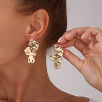 Thumbnail for Abstract Irregular Gold Silver Tone Petal Stud Earrings - ArtGalleryZen