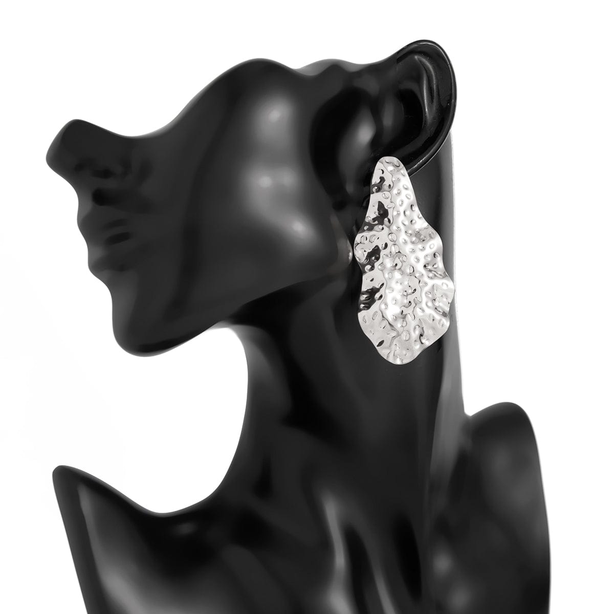 Abstract Irregular Hammered Waterdrop Stud Earrings - ArtGalleryZen