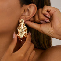 Thumbnail for Abstract Irregular Hammered Waterdrop Stud Earrings - ArtGalleryZen