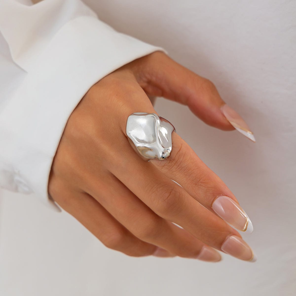 Abstract Irregular Liquid Waterdrop Open Ring - ArtGalleryZen