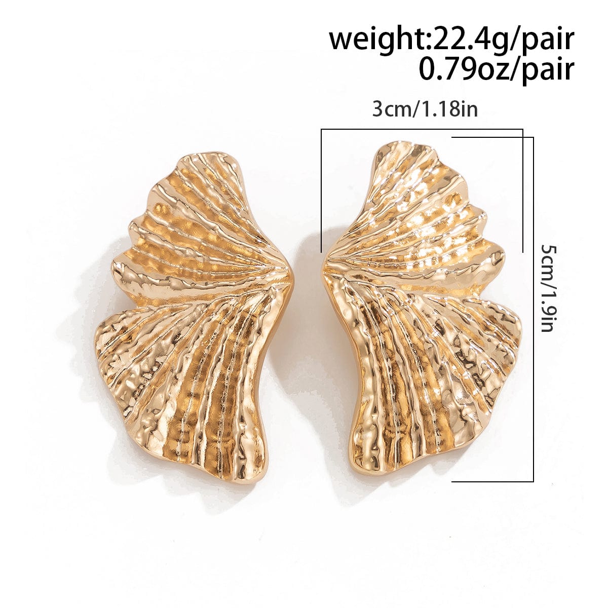 Abstract Metallic Maple Leaf Shaped Stud Earrings