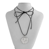 Thumbnail for Abstract Metallic Shell Pendant Wax Cord String Necklace - ArtGalleryZen