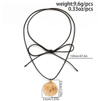Thumbnail for Abstract Metallic Shell Pendant Wax Cord String Necklace - ArtGalleryZen