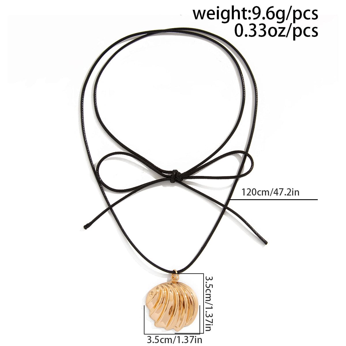 Abstract Metallic Shell Pendant Wax Cord String Necklace