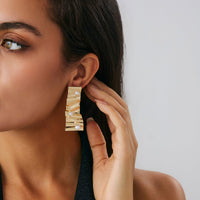 Thumbnail for Abstract Pleated Ribbon Pearl Stud Earrings - ArtGalleryZen