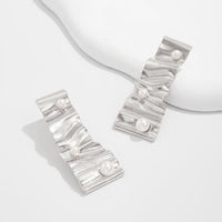 Thumbnail for Abstract Pleated Ribbon Pearl Stud Earrings - ArtGalleryZen